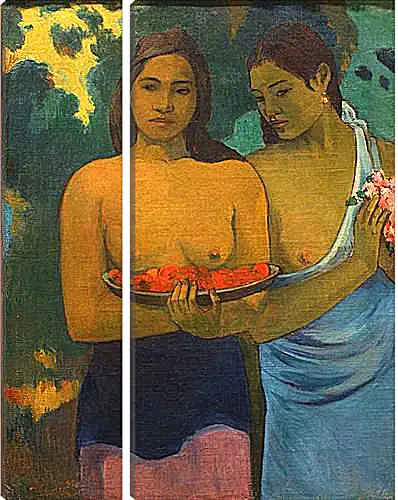 Модульная картина - Les Seins aux Fleurs Rouges, ou Deux Tahitiannnes (aux fleurs de mango). Поль Гоген