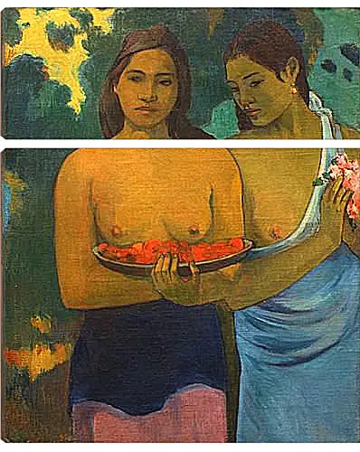 Модульная картина - Les Seins aux Fleurs Rouges, ou Deux Tahitiannnes (aux fleurs de mango). Поль Гоген