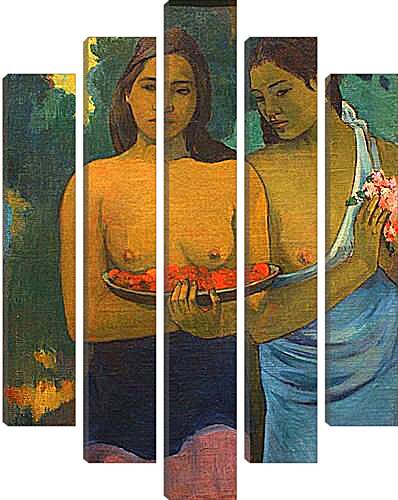 Модульная картина - Les Seins aux Fleurs Rouges, ou Deux Tahitiannnes (aux fleurs de mango). Поль Гоген