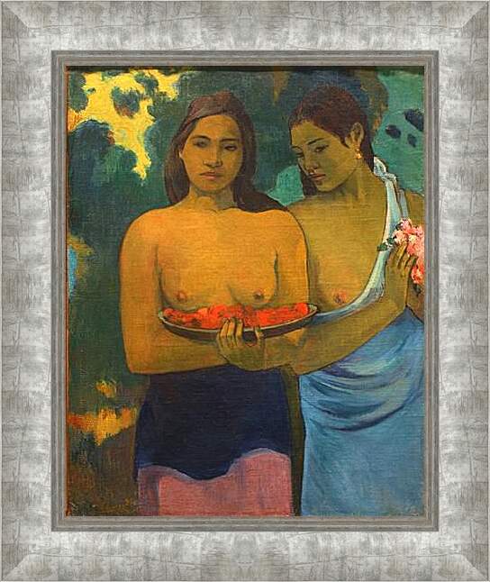 Картина в раме - Les Seins aux Fleurs Rouges, ou Deux Tahitiannnes (aux fleurs de mango). Поль Гоген