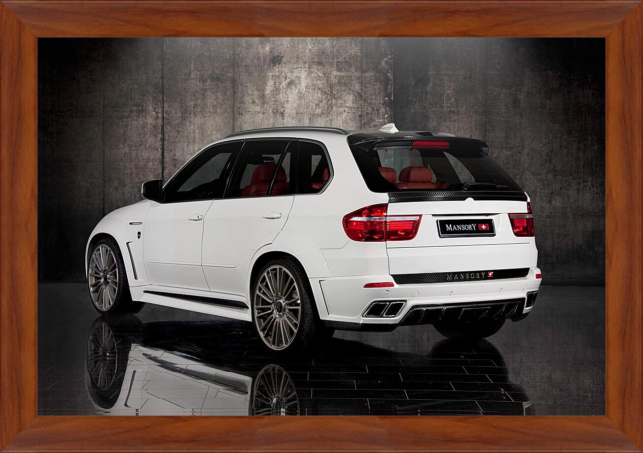Картина в раме - Белый БМВ (BMW X5 E70)