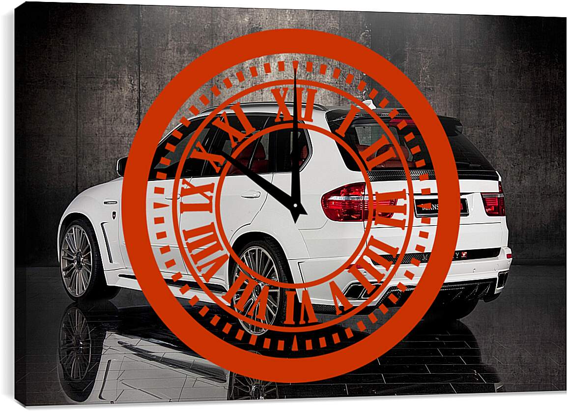 Часы картина - Белый БМВ (BMW X5 E70)