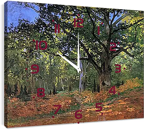 Часы картина - The Bodmer Oak, Fontainbleau Forest. Клод Моне