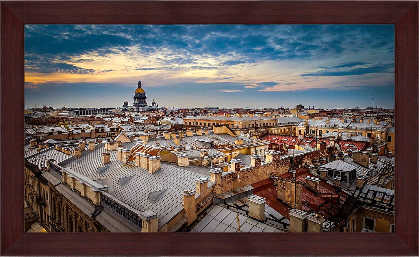 Картина в раме - Крыши Санкт-Петербурга