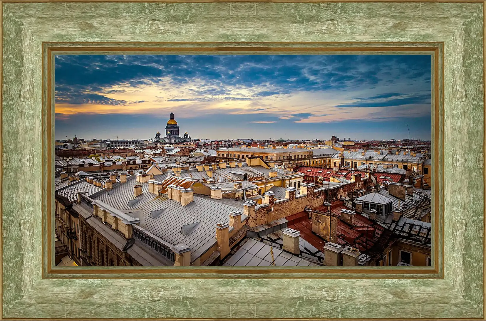 Картина в раме - Крыши Санкт-Петербурга