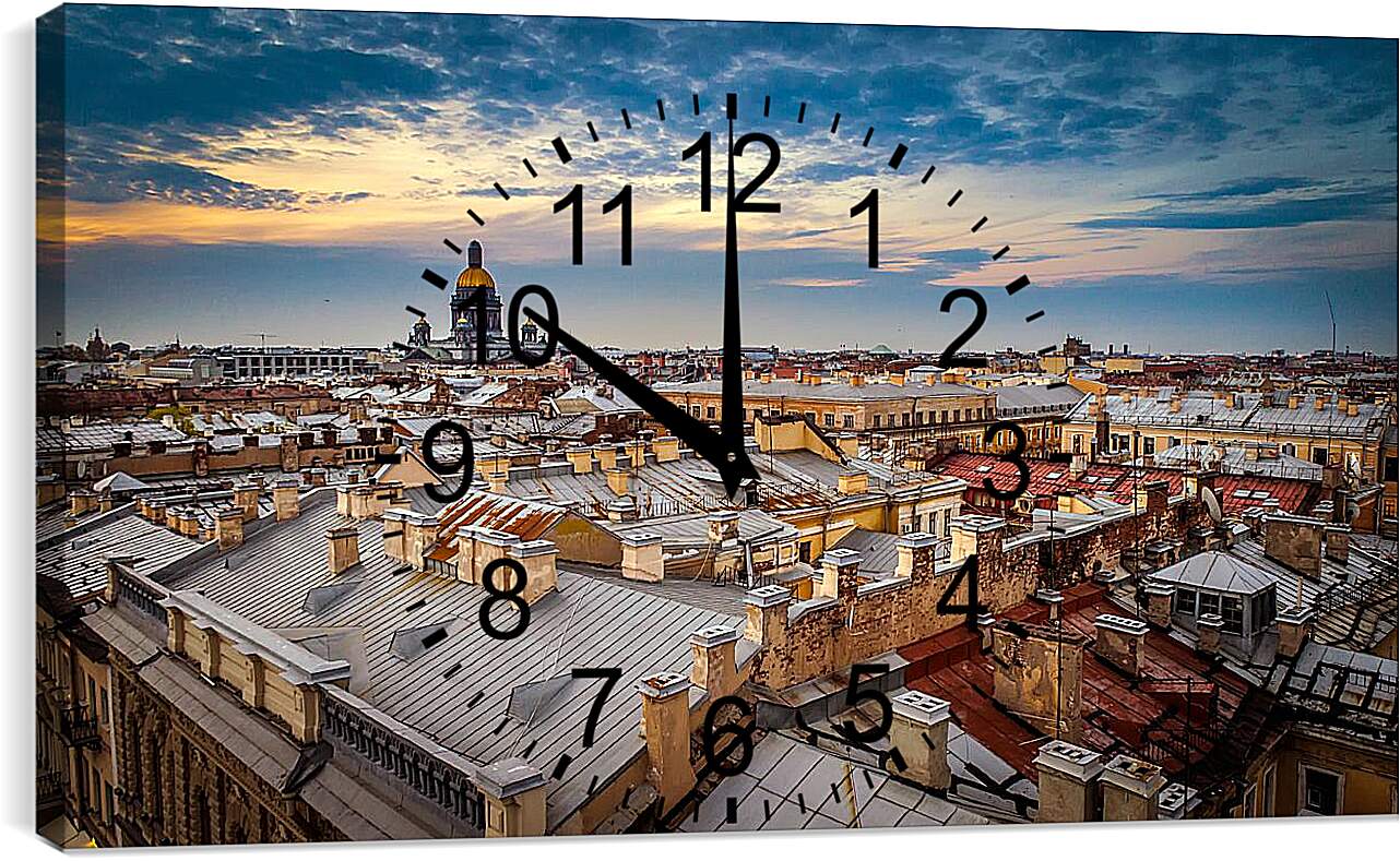 Часы картина - Крыши Санкт-Петербурга