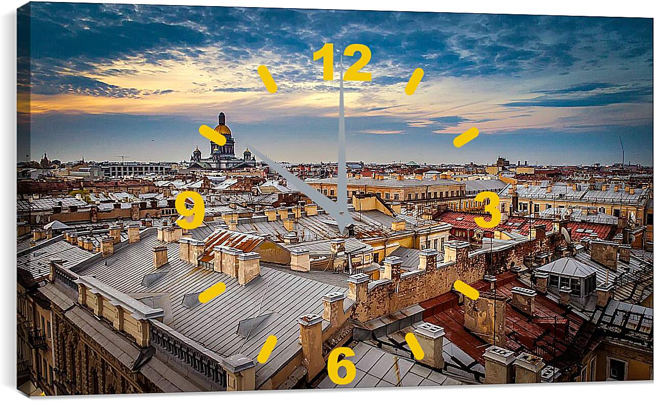 Часы картина - Крыши Санкт-Петербурга