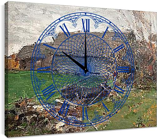 Часы картина - VIEW WITH A BARN. Коровин Константин