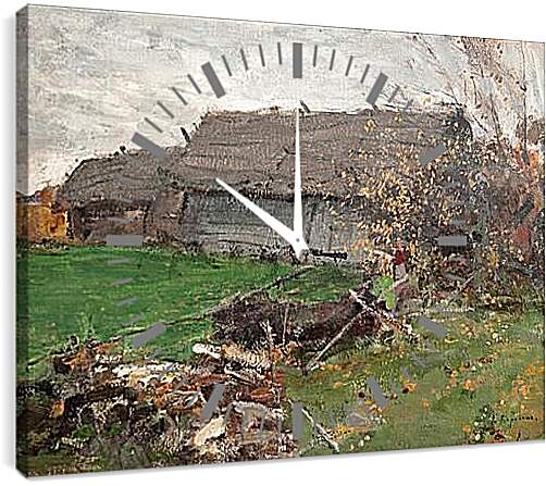Часы картина - VIEW WITH A BARN. Коровин Константин