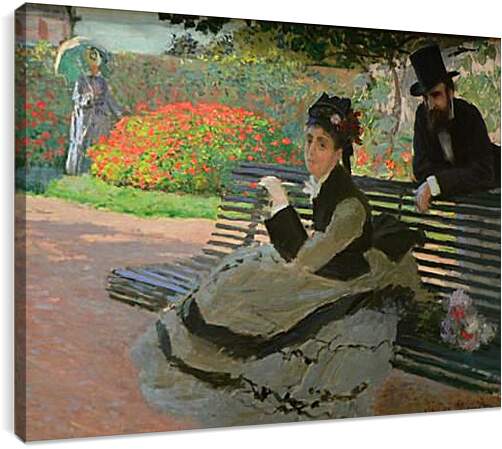 Постер и плакат - Camille Monet on a Garden Bench. Клод Моне