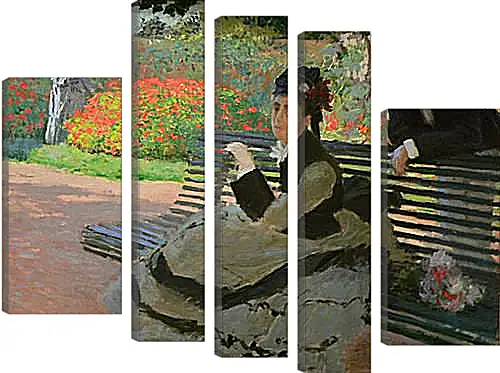 Модульная картина - Camille Monet on a Garden Bench. Клод Моне