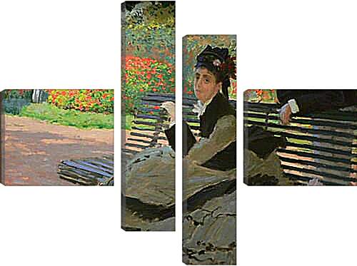 Модульная картина - Camille Monet on a Garden Bench. Клод Моне