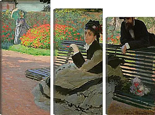 Модульная картина - Camille Monet on a Garden Bench. Клод Моне