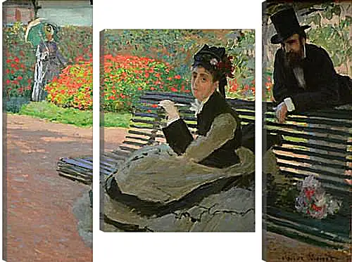 Модульная картина - Camille Monet on a Garden Bench. Клод Моне