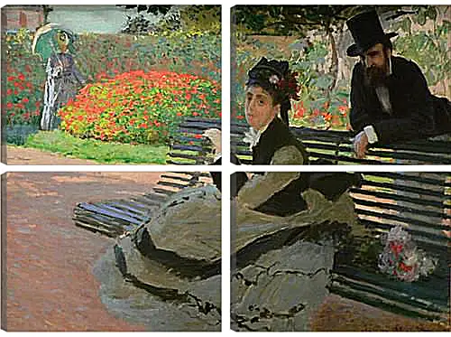 Модульная картина - Camille Monet on a Garden Bench. Клод Моне