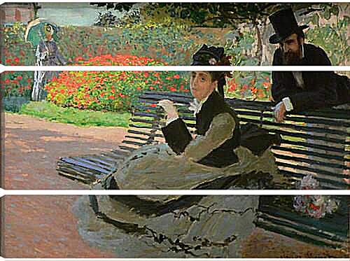 Модульная картина - Camille Monet on a Garden Bench. Клод Моне
