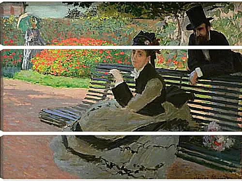 Модульная картина - Camille Monet on a Garden Bench. Клод Моне