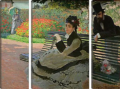 Модульная картина - Camille Monet on a Garden Bench. Клод Моне