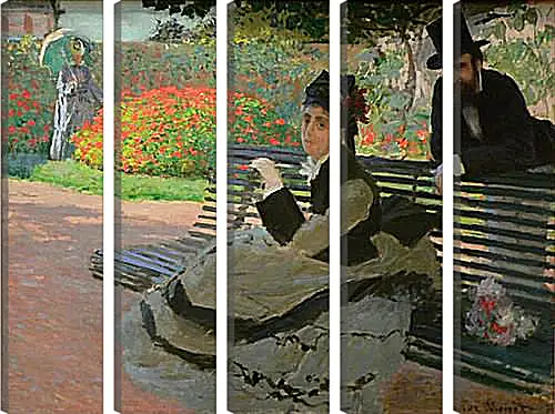 Модульная картина - Camille Monet on a Garden Bench. Клод Моне