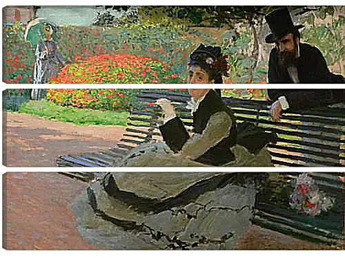 Модульная картина - Camille Monet on a Garden Bench. Клод Моне