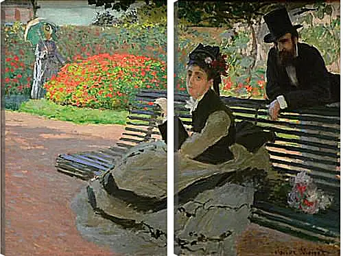 Модульная картина - Camille Monet on a Garden Bench. Клод Моне