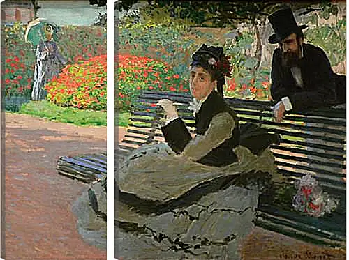 Модульная картина - Camille Monet on a Garden Bench. Клод Моне