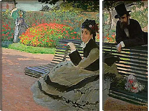 Модульная картина - Camille Monet on a Garden Bench. Клод Моне