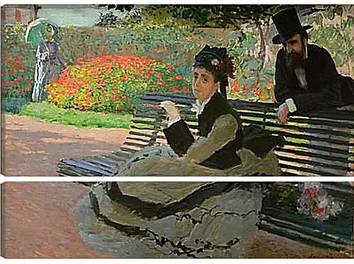 Модульная картина - Camille Monet on a Garden Bench. Клод Моне