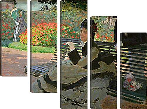 Модульная картина - Camille Monet on a Garden Bench. Клод Моне