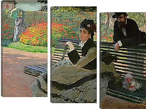 Модульная картина - Camille Monet on a Garden Bench. Клод Моне