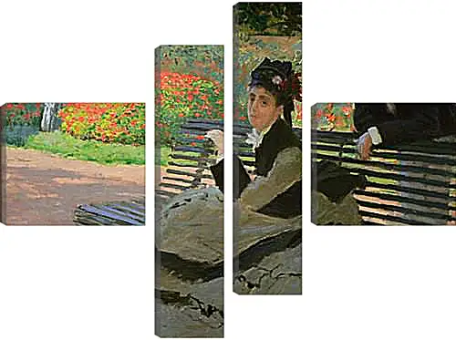 Модульная картина - Camille Monet on a Garden Bench. Клод Моне