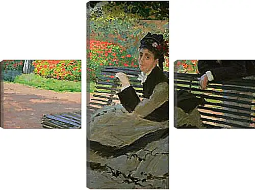 Модульная картина - Camille Monet on a Garden Bench. Клод Моне