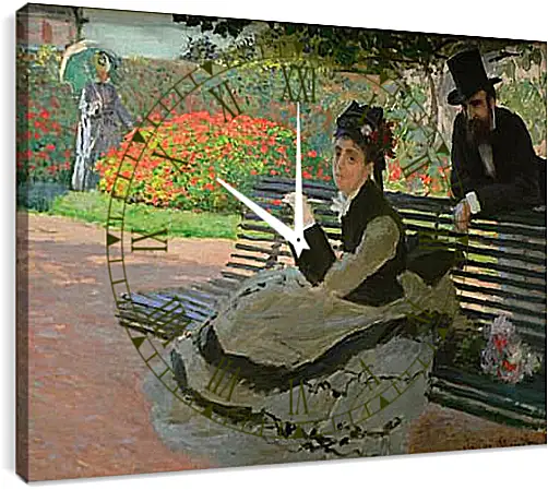 Часы картина - Camille Monet on a Garden Bench. Клод Моне