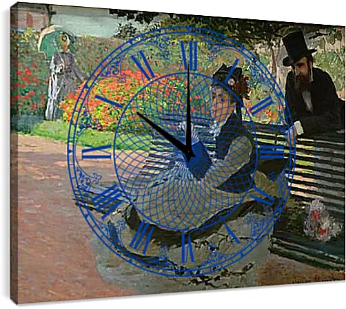 Часы картина - Camille Monet on a Garden Bench. Клод Моне