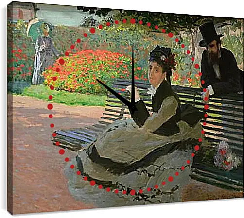 Часы картина - Camille Monet on a Garden Bench. Клод Моне