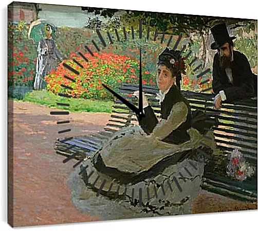 Часы картина - Camille Monet on a Garden Bench. Клод Моне