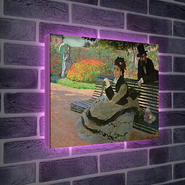 Лайтбокс световая панель - Camille Monet on a Garden Bench. Клод Моне