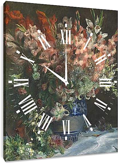 Часы картина - Gladioli in a Vase. Пьер Огюст Ренуар