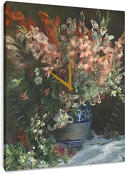 Часы картина - Gladioli in a Vase. Пьер Огюст Ренуар