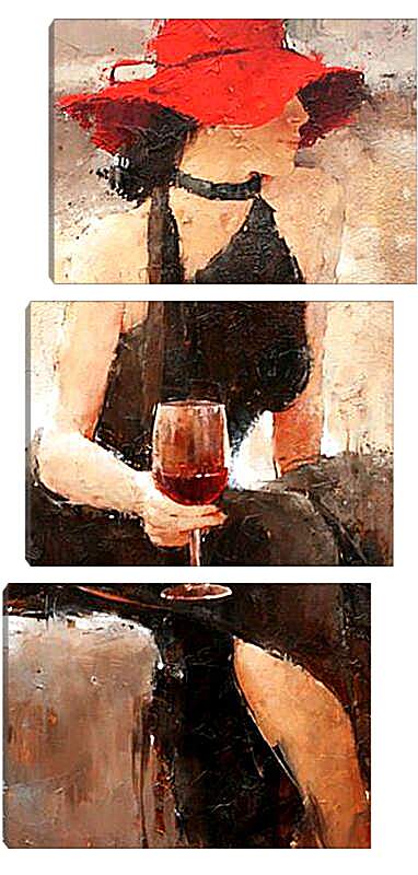 Модульная картина - С бокалом вина в руках
