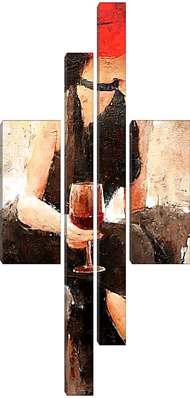 Модульная картина - С бокалом вина в руках