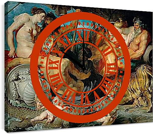 Часы картина - четыре континента. Питер Пауль Рубенс