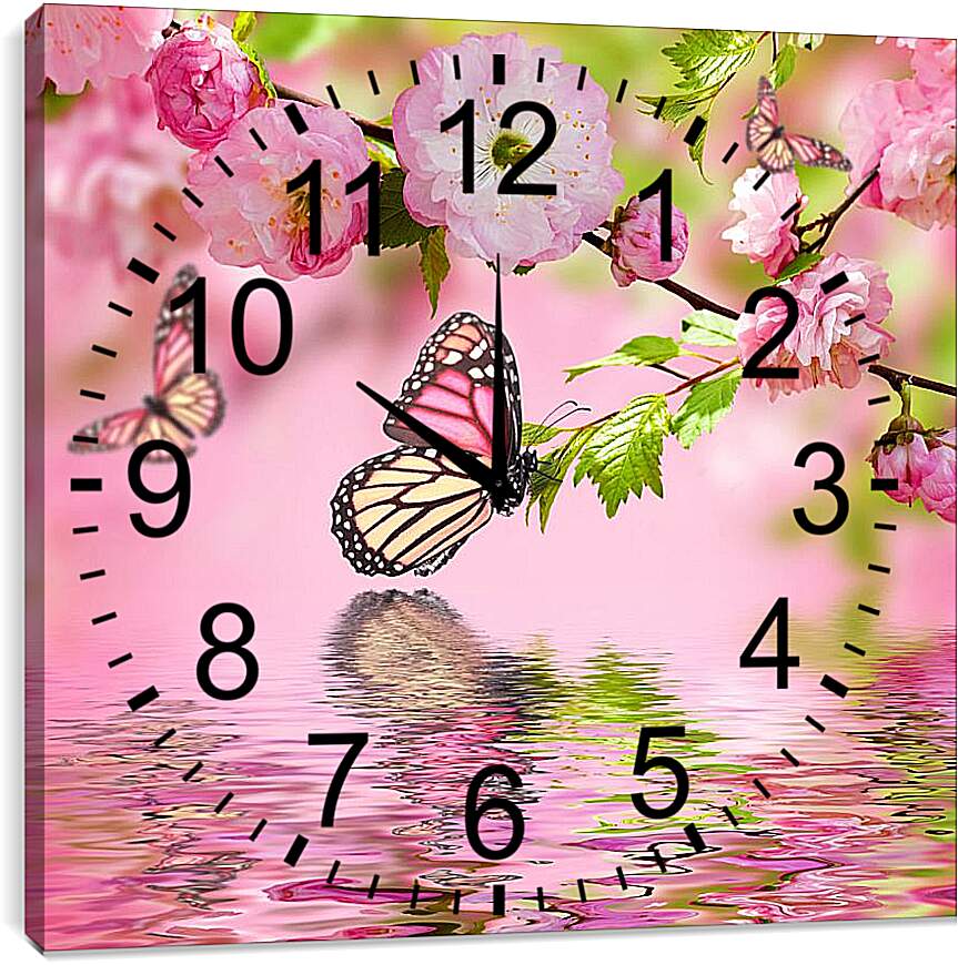 Часы картина - Весенние бабочки