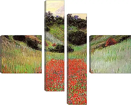 Модульная картина - Poppy Field of Flowers in a Valley at Giverny. Клод Моне