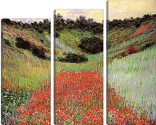 Модульная картина - Poppy Field of Flowers in a Valley at Giverny. Клод Моне