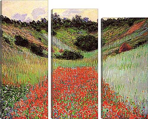 Модульная картина - Poppy Field of Flowers in a Valley at Giverny. Клод Моне