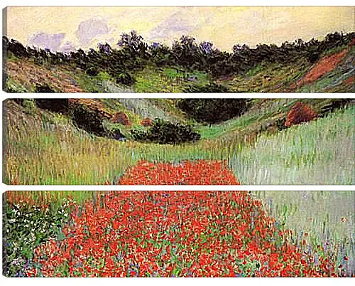 Модульная картина - Poppy Field of Flowers in a Valley at Giverny. Клод Моне