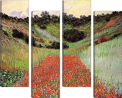 Модульная картина - Poppy Field of Flowers in a Valley at Giverny. Клод Моне