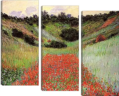 Модульная картина - Poppy Field of Flowers in a Valley at Giverny. Клод Моне