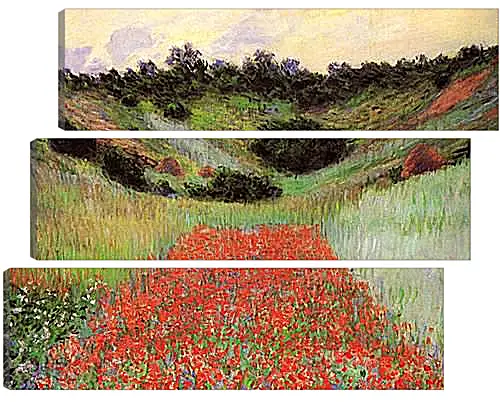 Модульная картина - Poppy Field of Flowers in a Valley at Giverny. Клод Моне